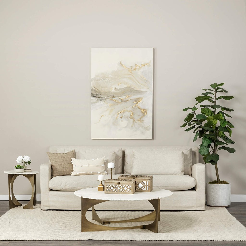 MERCANA REINHOLD LIVE-EDGE MARBLE TOP END TABLE 68233-AB