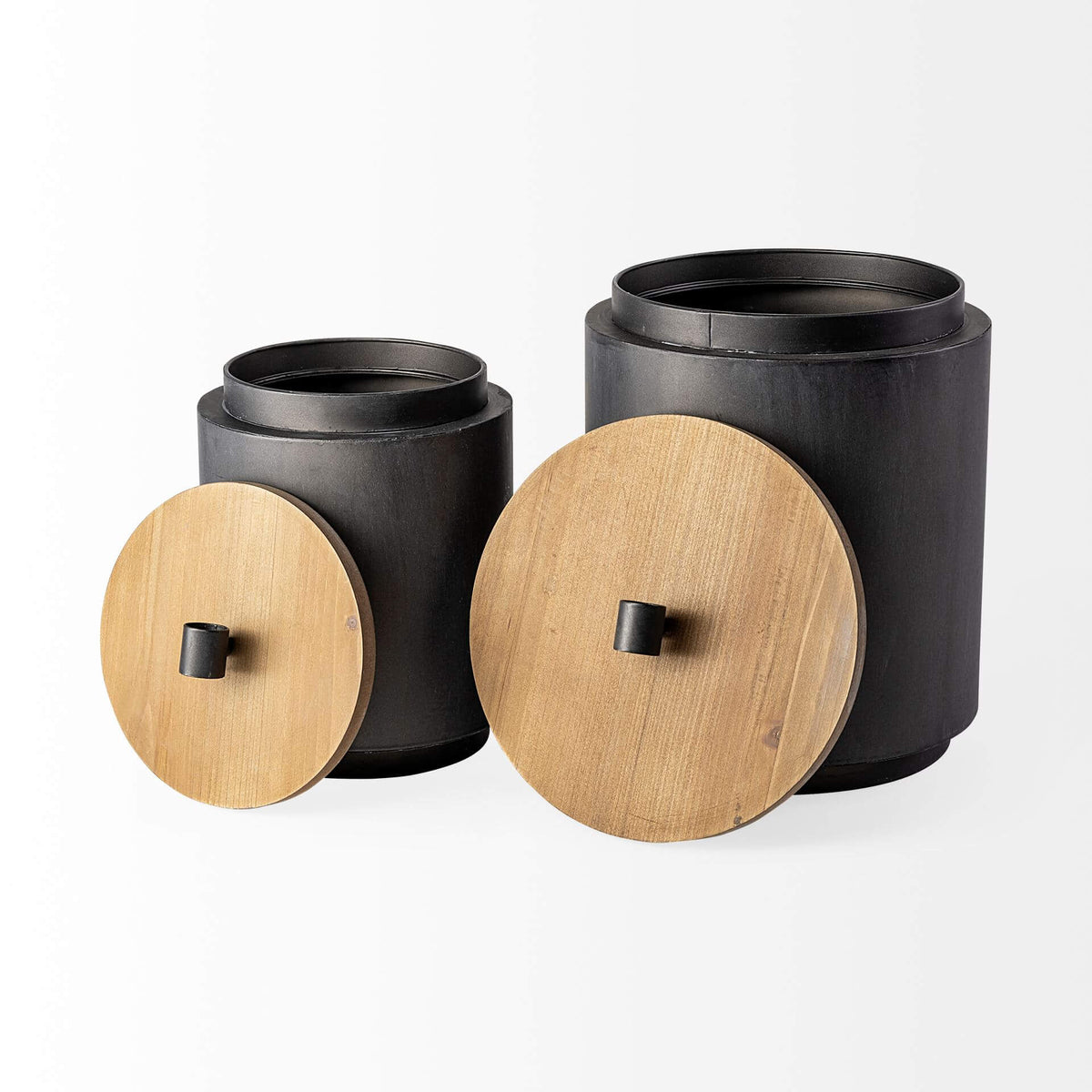 MERCANA CYRIL SET OF TWO GRAY METAL JARS 68982