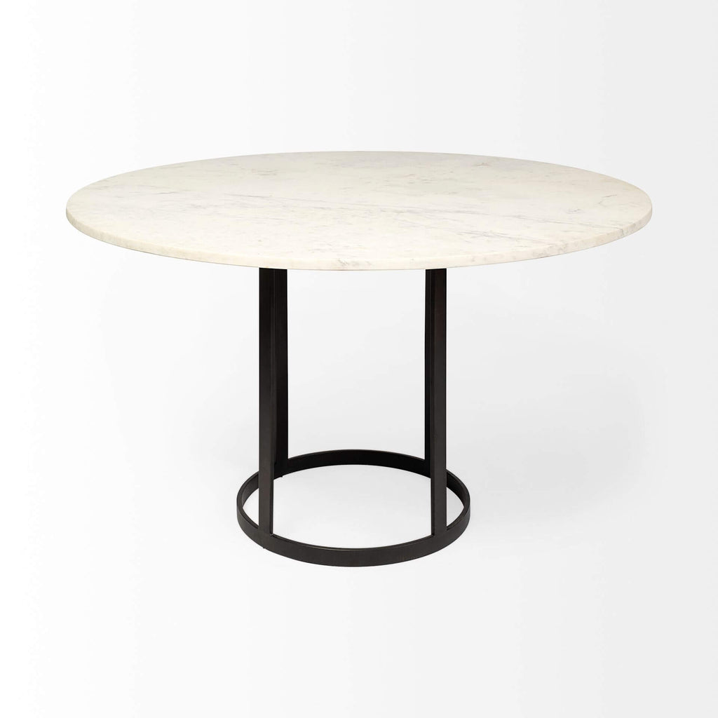 MERCANA TANNER ROUND WHITE MARBLE DINING TABLE 68849-AB