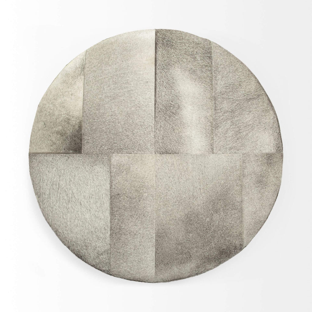 MERCANA ZAHAVI COWHIDE ROUND OTTOMAN 69057