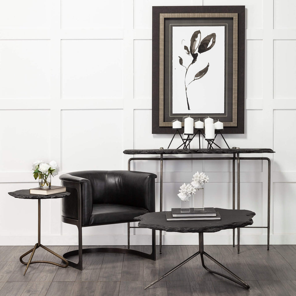 MERCANA PINERA BLACK SLATE TOP ACCENT TABLE 67803-AB
