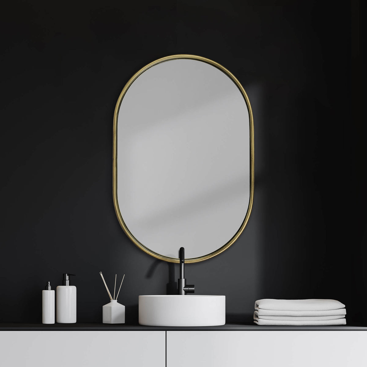 MERCANA SYLVIA OVAL GOLD METAL MIRROR 68733