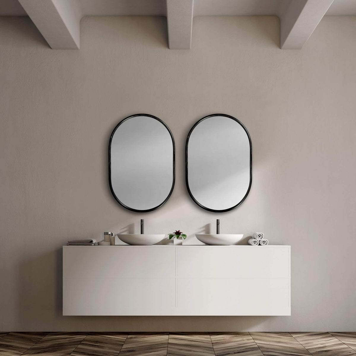 MERCANA SYLVIA OVAL BLACK METAL MIRROR 68738