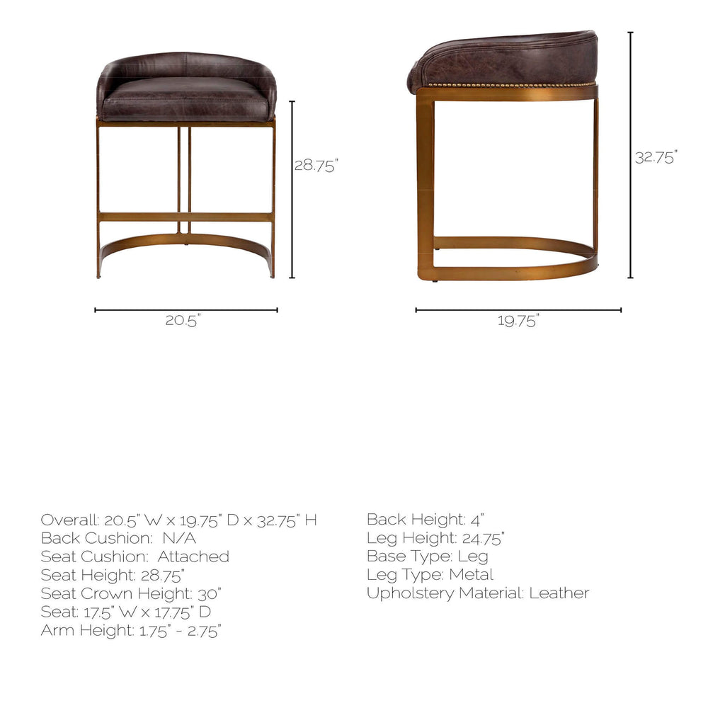 MERCANA HOLLYFIELD BAR STOOL BLACK LEATHER 67080