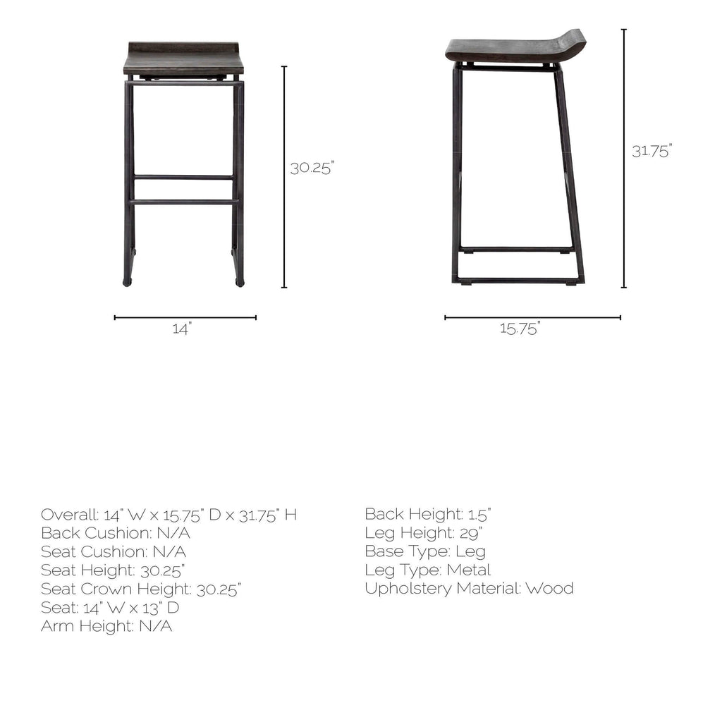 MERCANA GIVENS BAR STOOL BLACK WOOD SEAT 67853