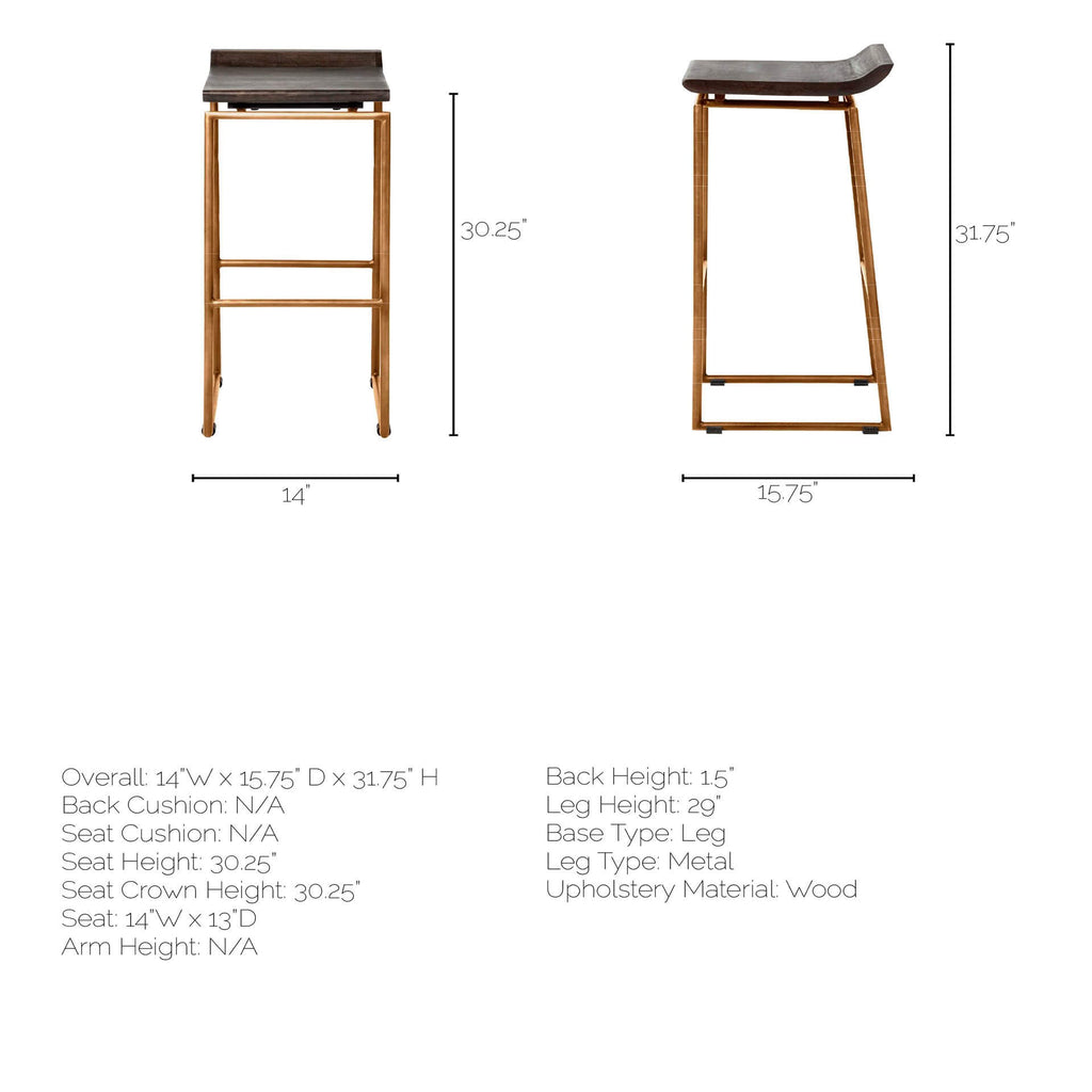 MERCANA GIVENS BAR STOOL BROWN WOOD SEAT 67991