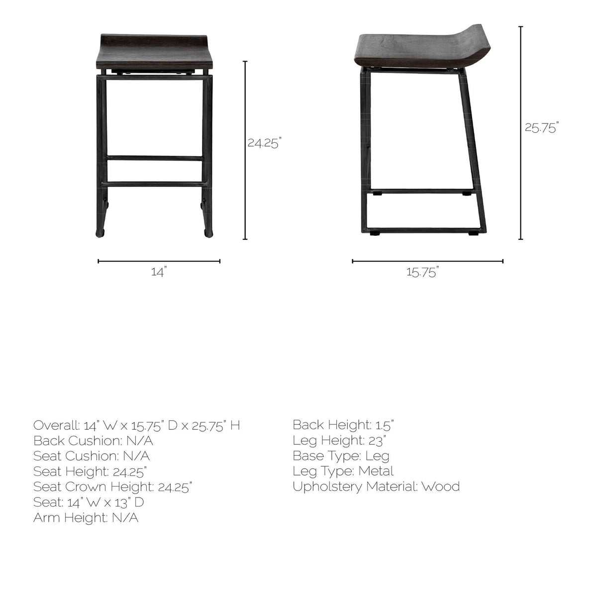 MERCANA GIVENS COUNTER STOOL BLACK WOOD SEAT 67992