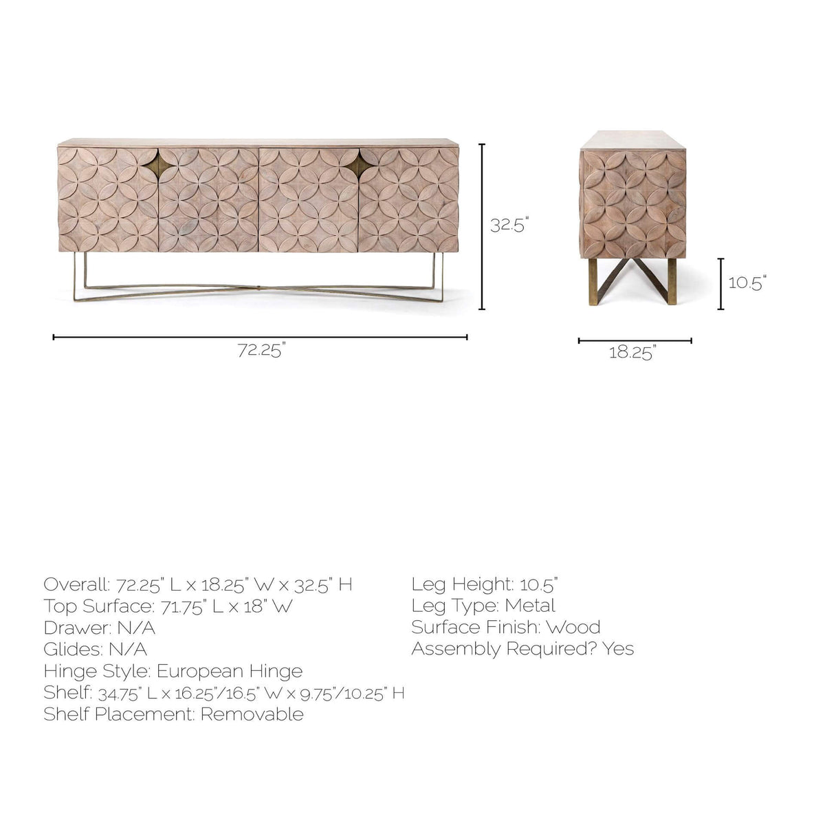 MERCANA EXCELSIOR 4 DOOR SIDEBOARD 68222
