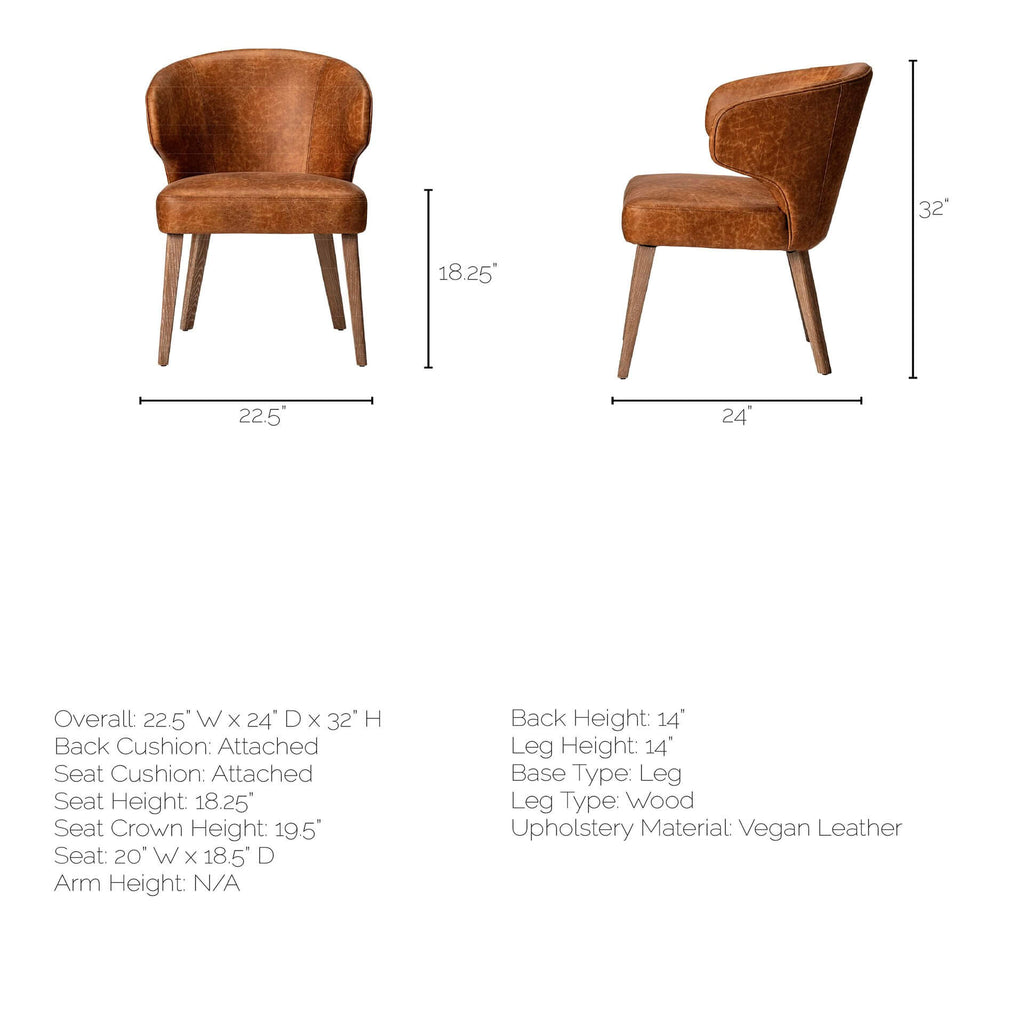 MERCANA NILES DINING CHAIR BROWN FAUX LEATHER 68323