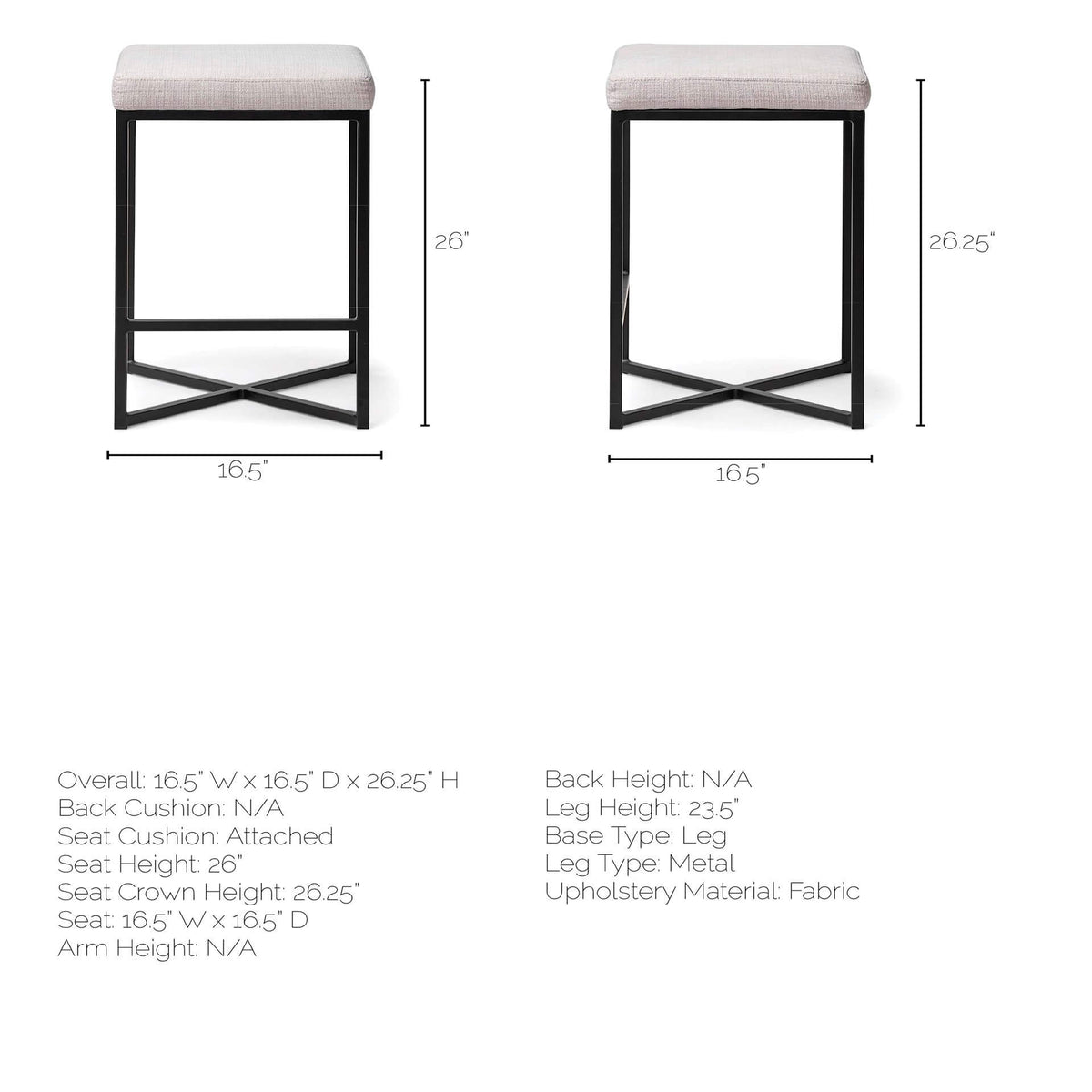 MERCANA FRODO COUNTER STOOL WHITE FABRIC 68444