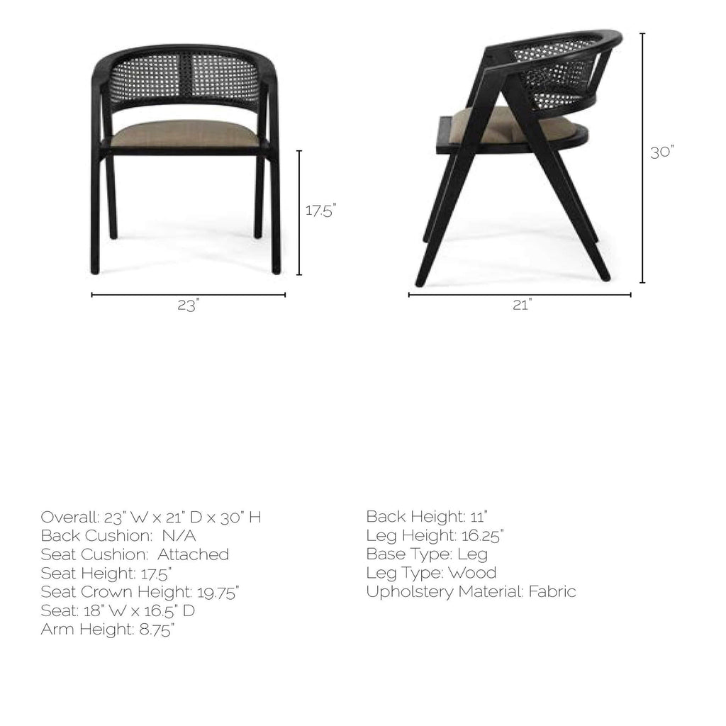 MERCANA TABITHA BLACK FRAME DINING CHAIR 68495