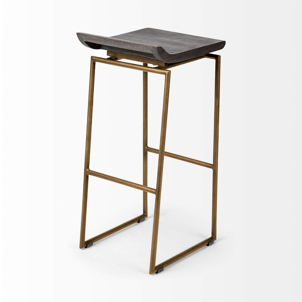 MERCANA GIVENS BAR STOOL BROWN WOOD SEAT 67991