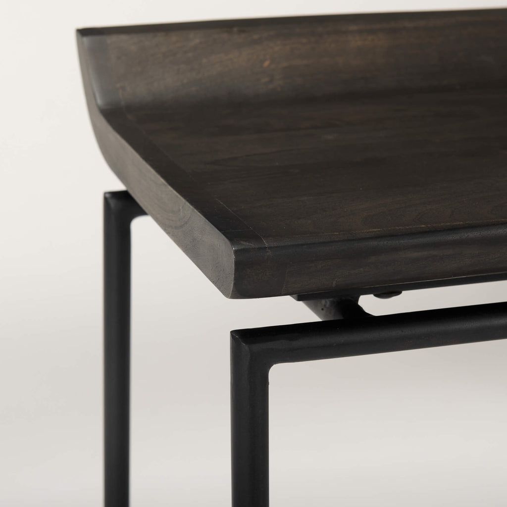 MERCANA GIVENS COUNTER STOOL BLACK WOOD SEAT 67992