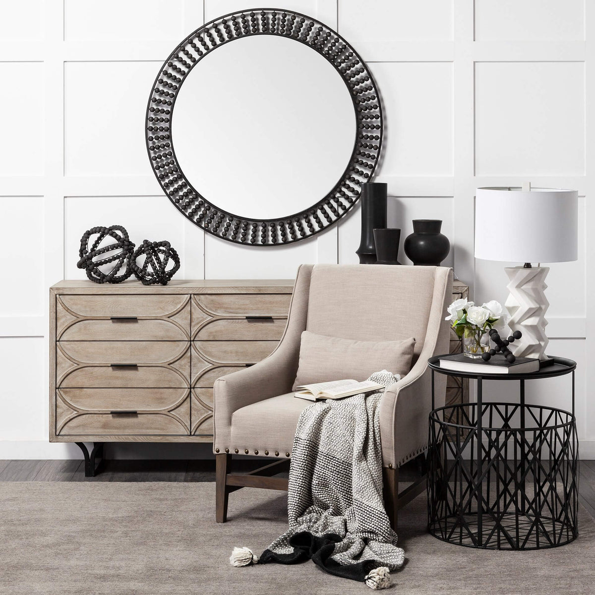 MERCANA CLAIBORNE 42" BLACK METAL MIRROR 68673