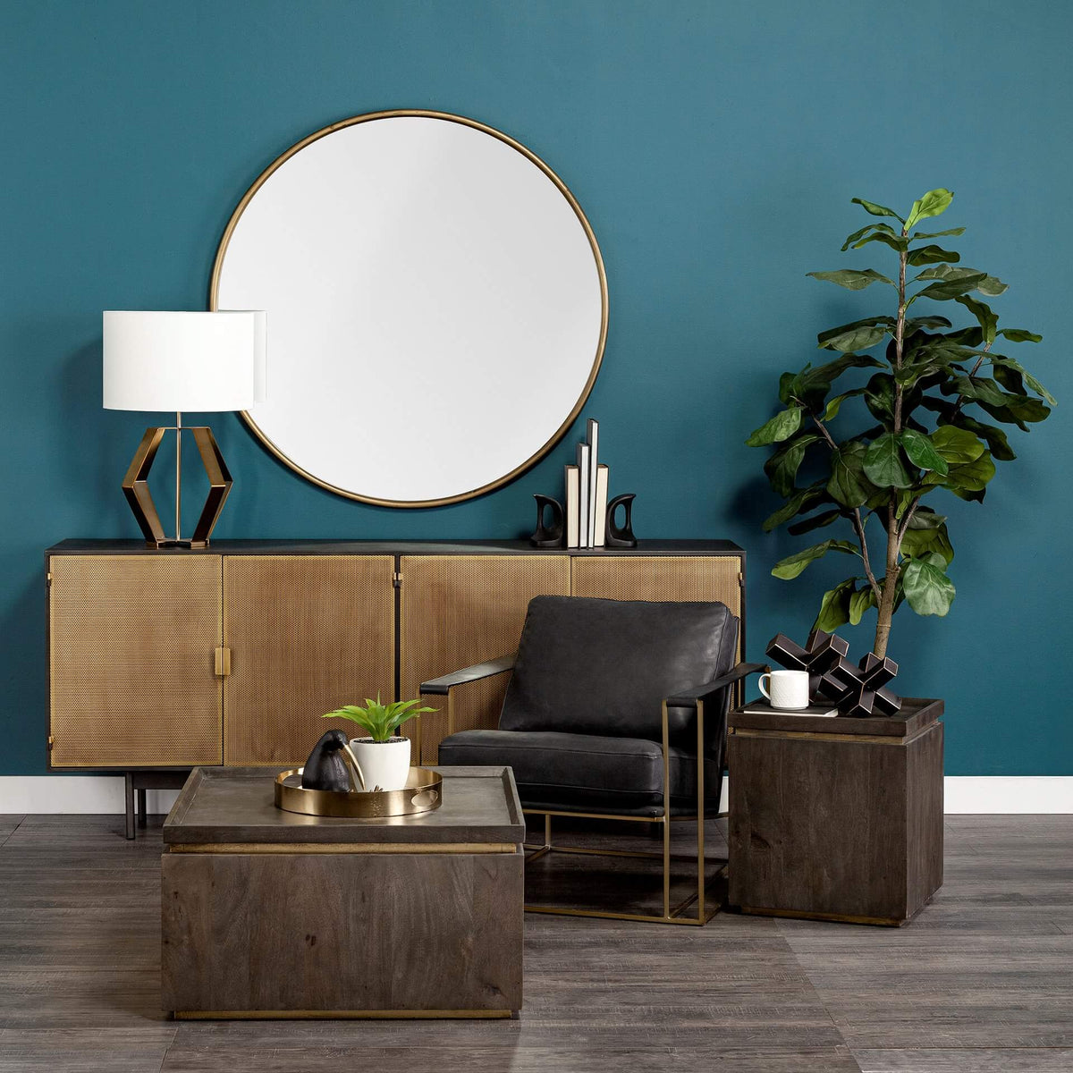 MERCANA PIPER LARGE GOLD METAL MIRROR 68545