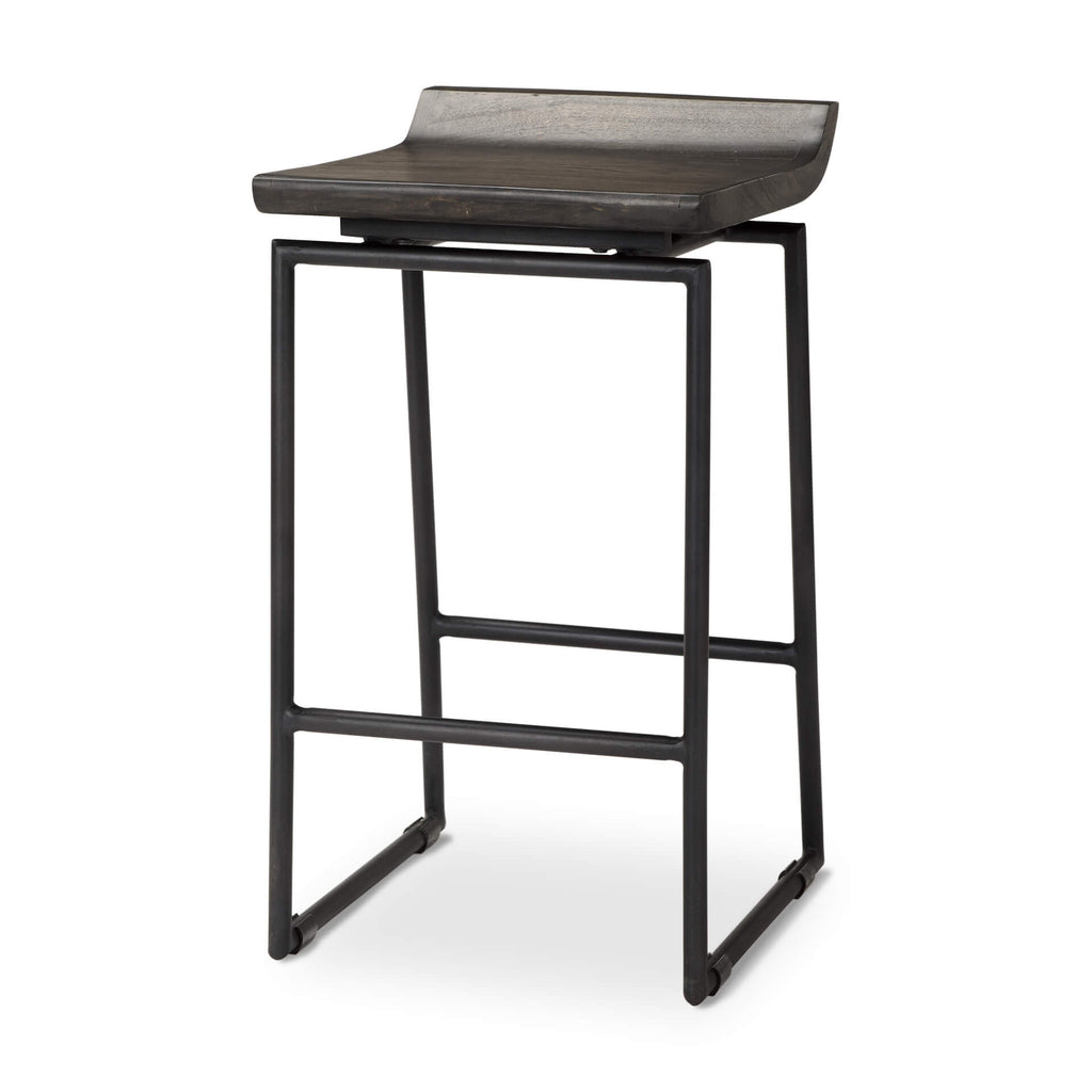 MERCANA GIVENS COUNTER STOOL BLACK WOOD SEAT 67992