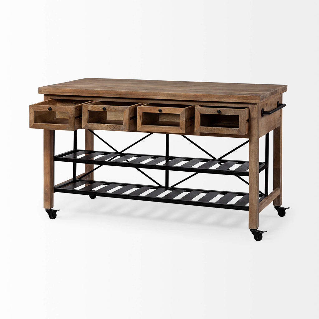 MERCANA STUART SOLID WOOD TOP KITCHEN ISLAND 67103