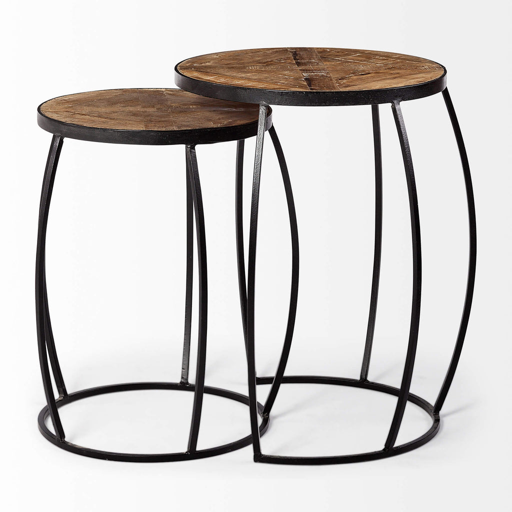 MERCANA CLAPP ROUND WOOD TOP NESTING TABLES 50472