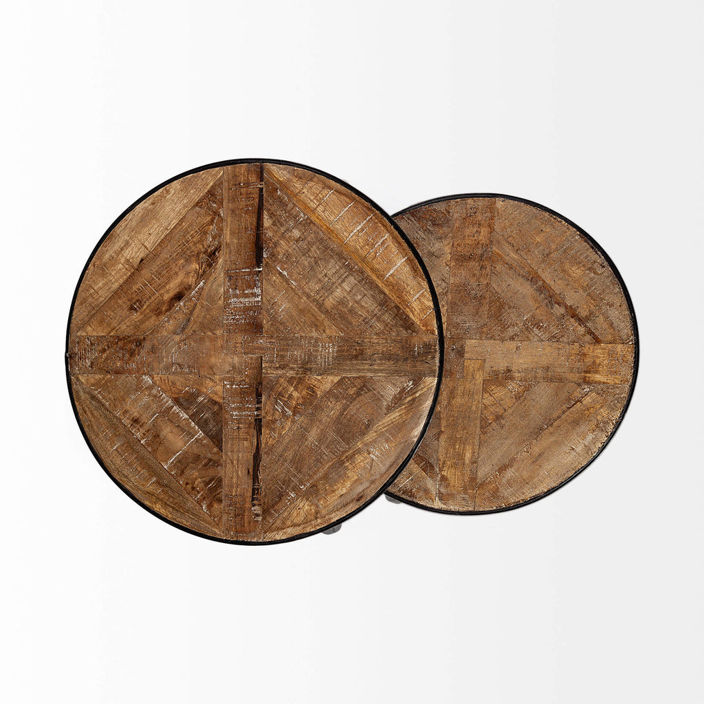 MERCANA CLAPP ROUND WOOD TOP NESTING TABLES 50472