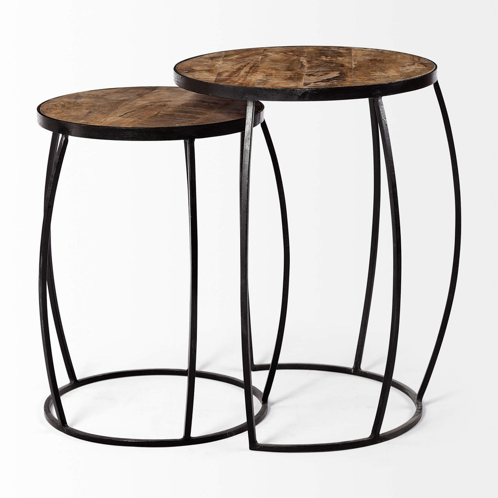 MERCANA CLAPP ROUND WOOD TOP NESTING TABLES 50473