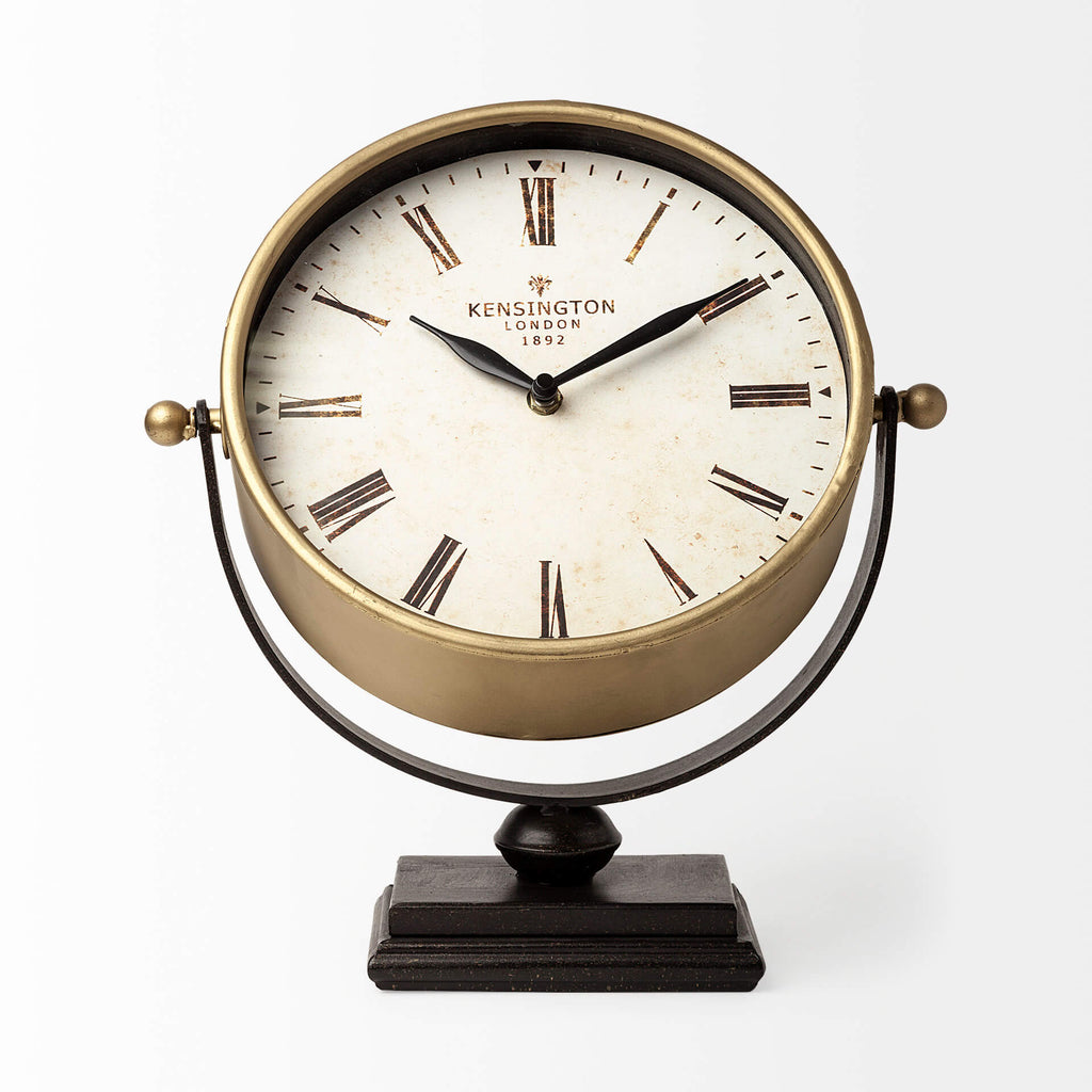 MERCANA HOUSTON GOLD HALF MOON BASE TABLE CLOCK 63102
