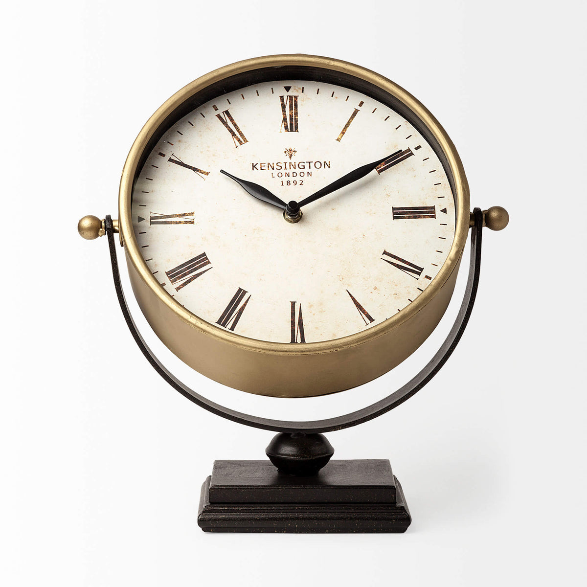 MERCANA HOUSTON GOLD HALF MOON BASE TABLE CLOCK 63102