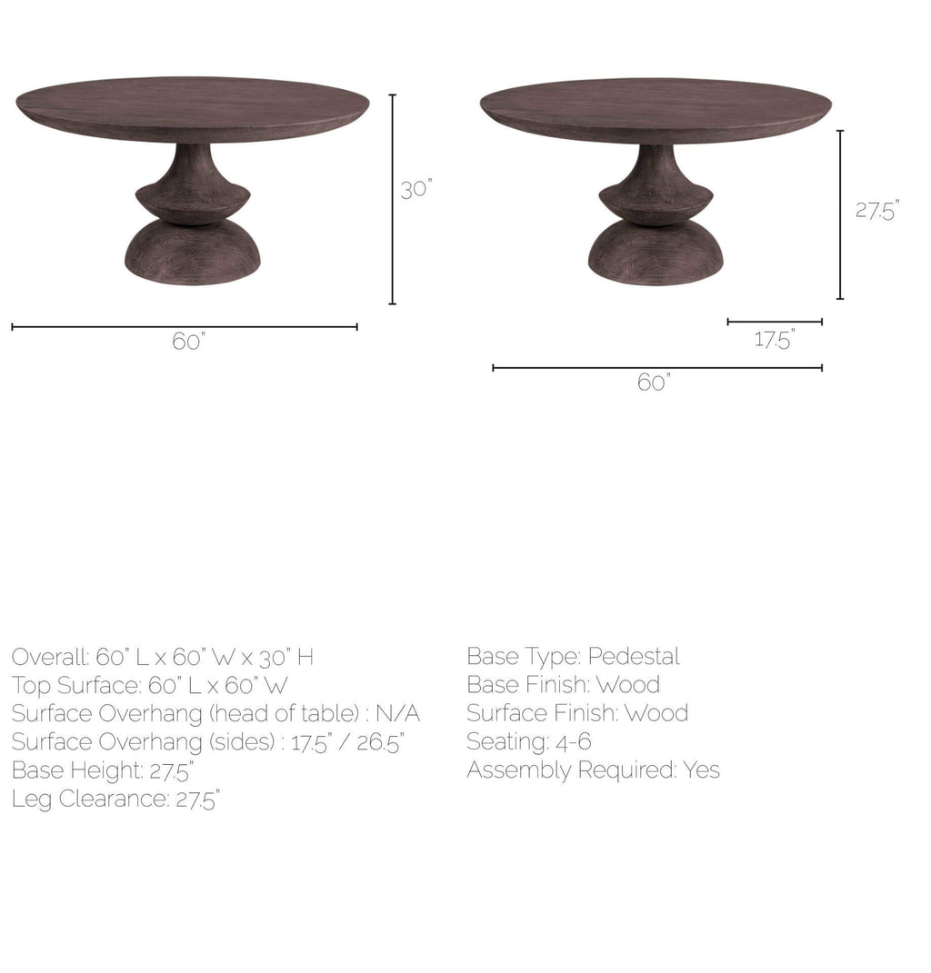 MERCANA CROSSMAN 60" ROUND DARK BROWN DINING TABLE 67119-AB