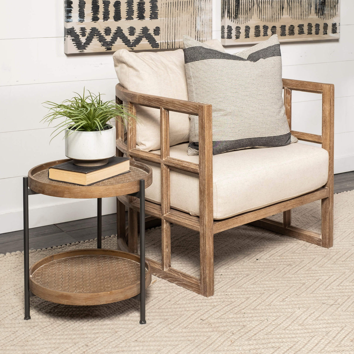 MERCANA SKYLAR DEMI-LUNE WOODEN FRAME ACCENT CHAIR 67515