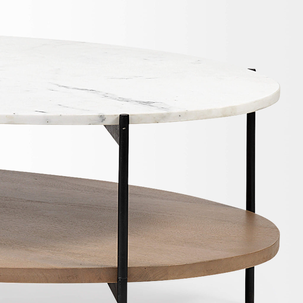 MERCANA LARKIN 48" OVAL MARBLE TOP COFFEE TABLE 68489-AB