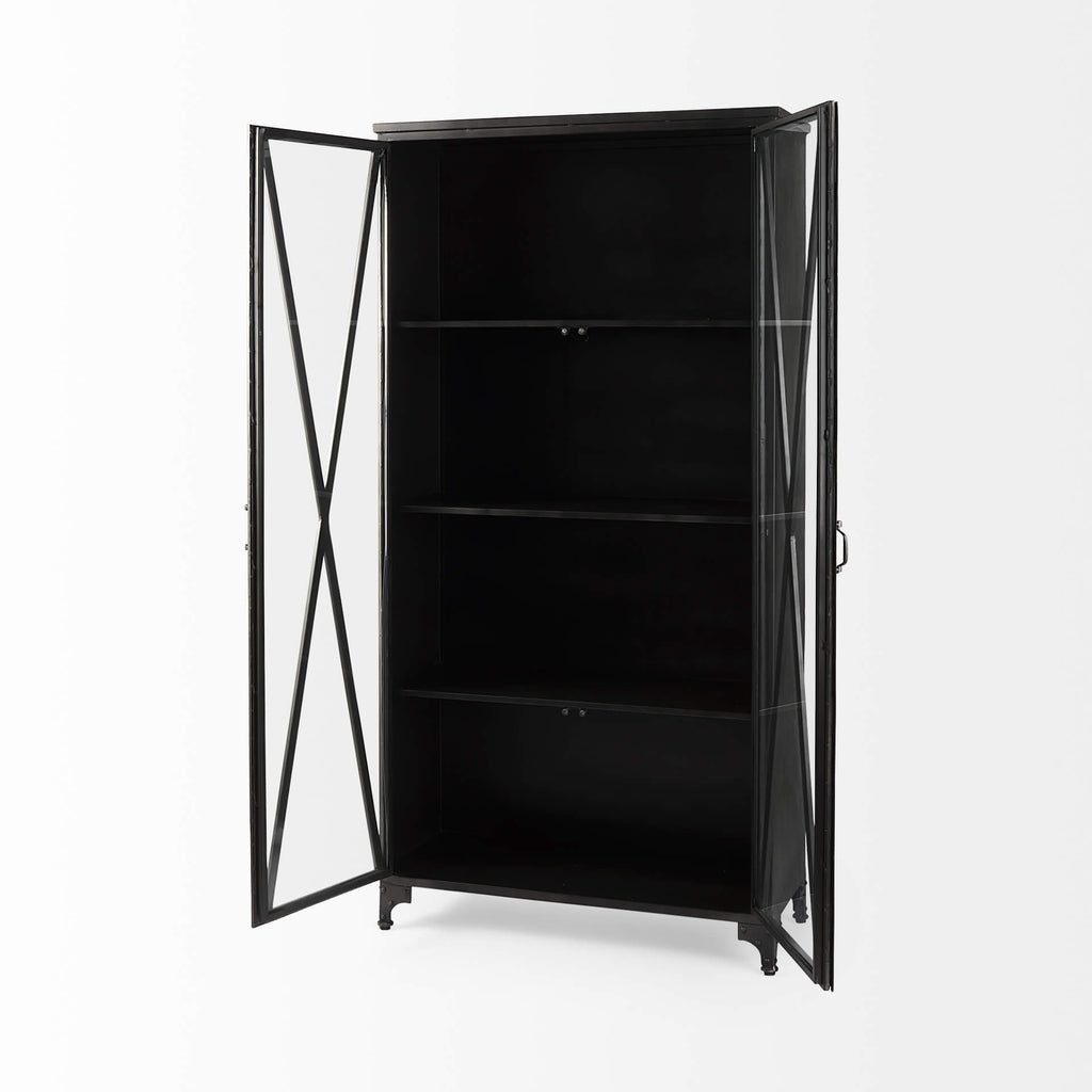 MERCANA POPPY BLACK METAL WITH GLASS DOOR DISPLAY CABINET 50361