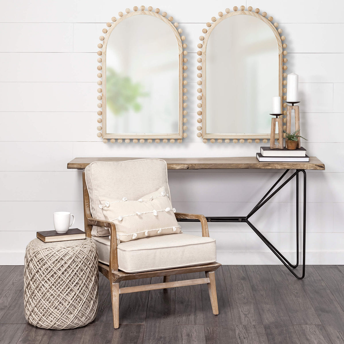 MERCANA LEEDS NATURAL WOOD ARCH MIRROR 68523