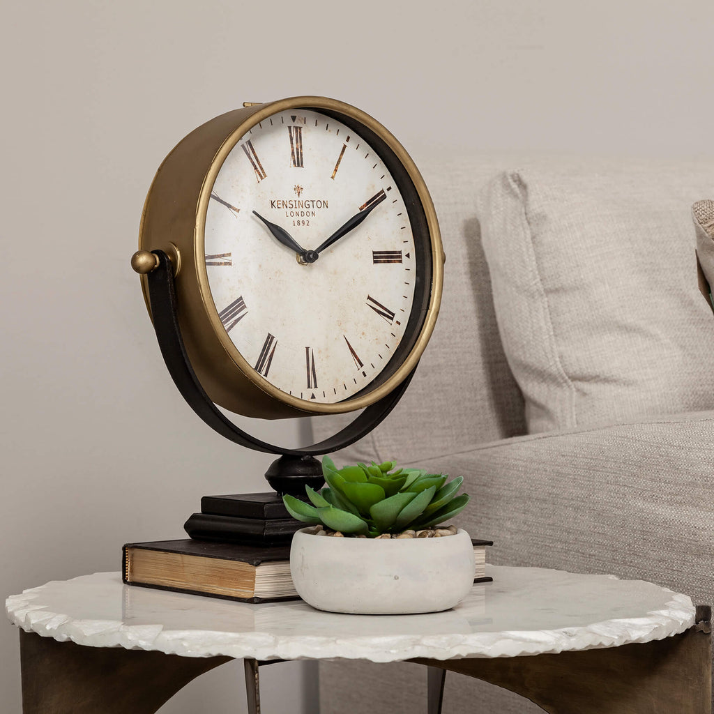 MERCANA HOUSTON GOLD HALF MOON BASE TABLE CLOCK 63102