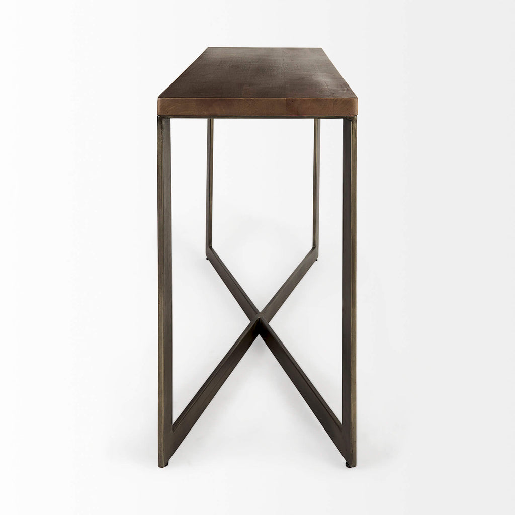 MERCANA FAYE ANTIQUE NICKEL CONSOLE TABLE 69183