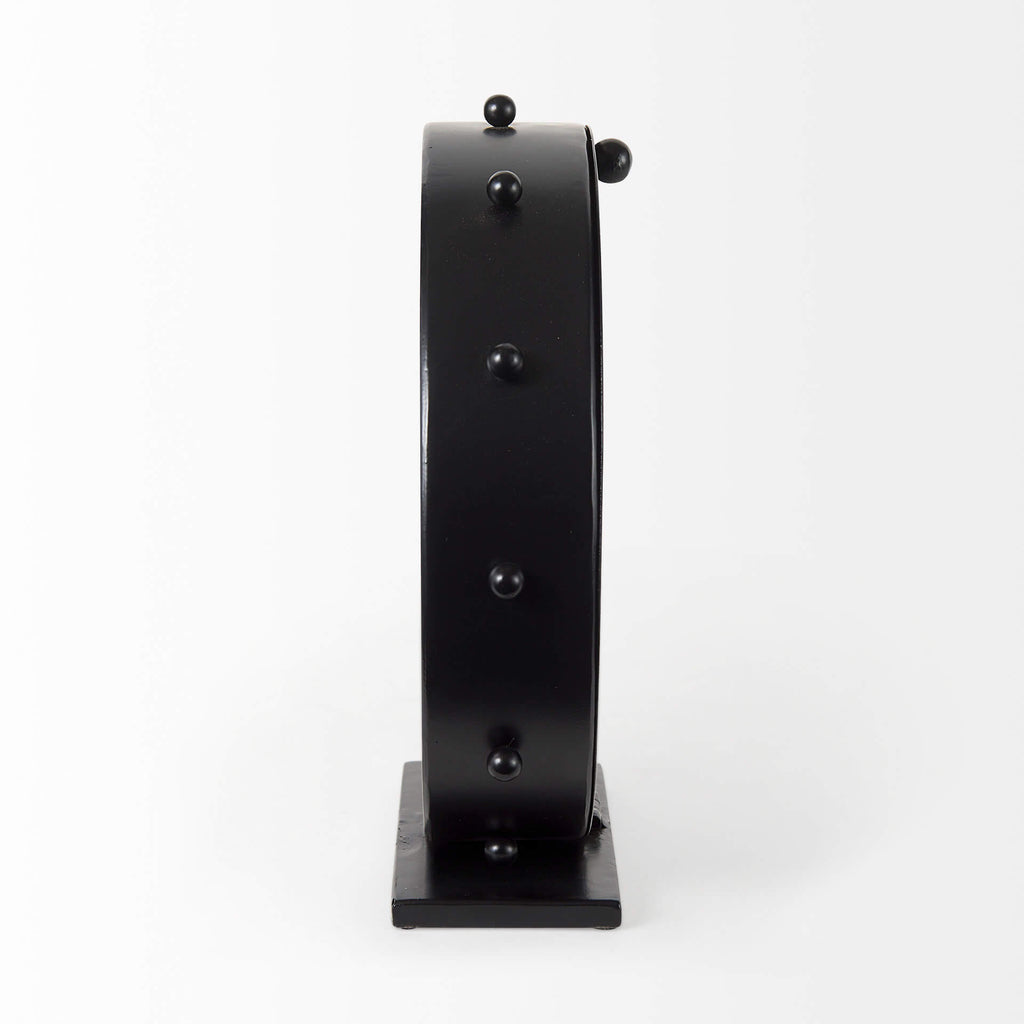 MERCANA MARIAN BLACK STUDDED TABLE CLOCK 69481