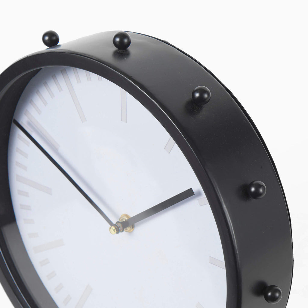 MERCANA MARIAN BLACK STUDDED TABLE CLOCK 69481