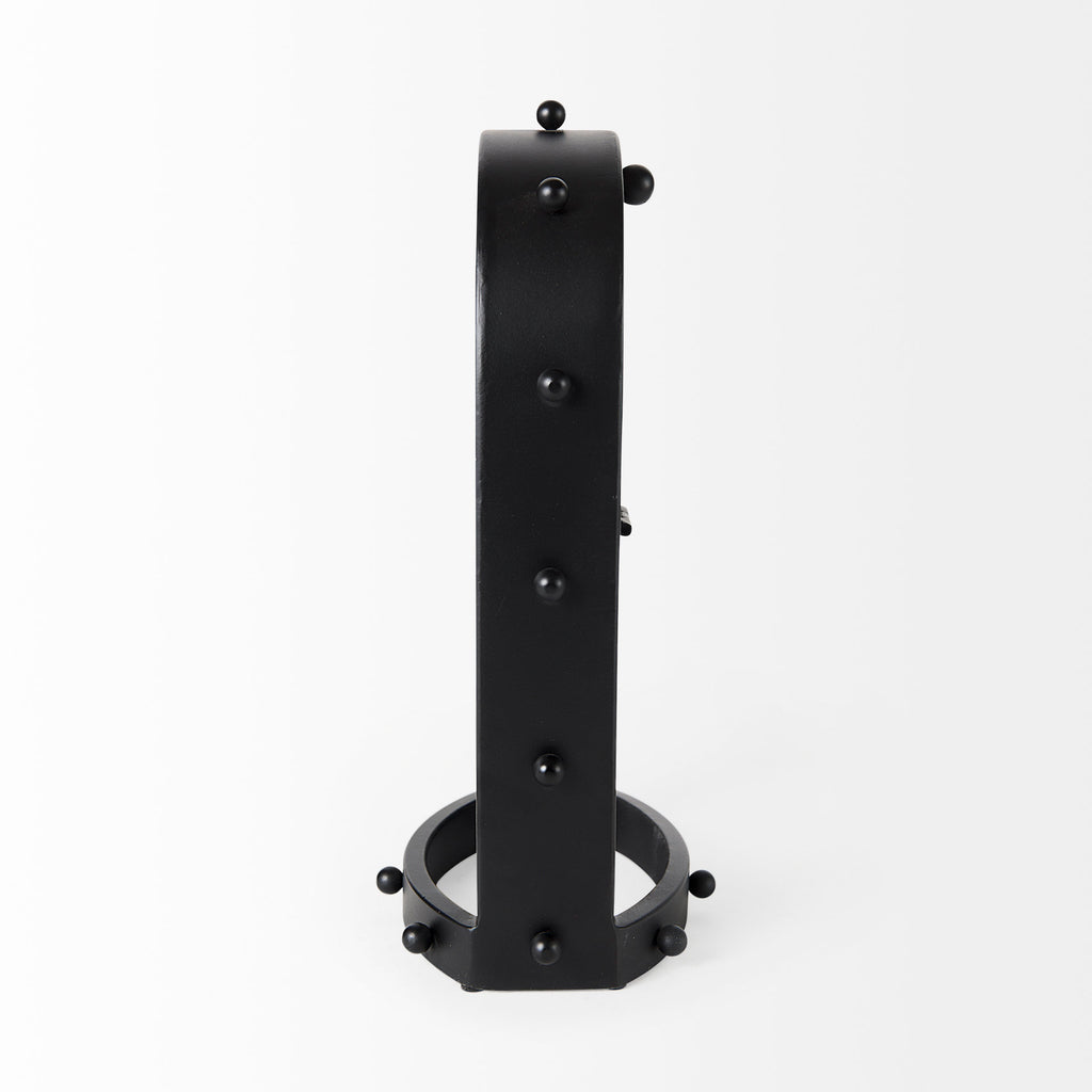 MERCANA MARIAN BLACK STUDDED TABLE CLOCK 69483