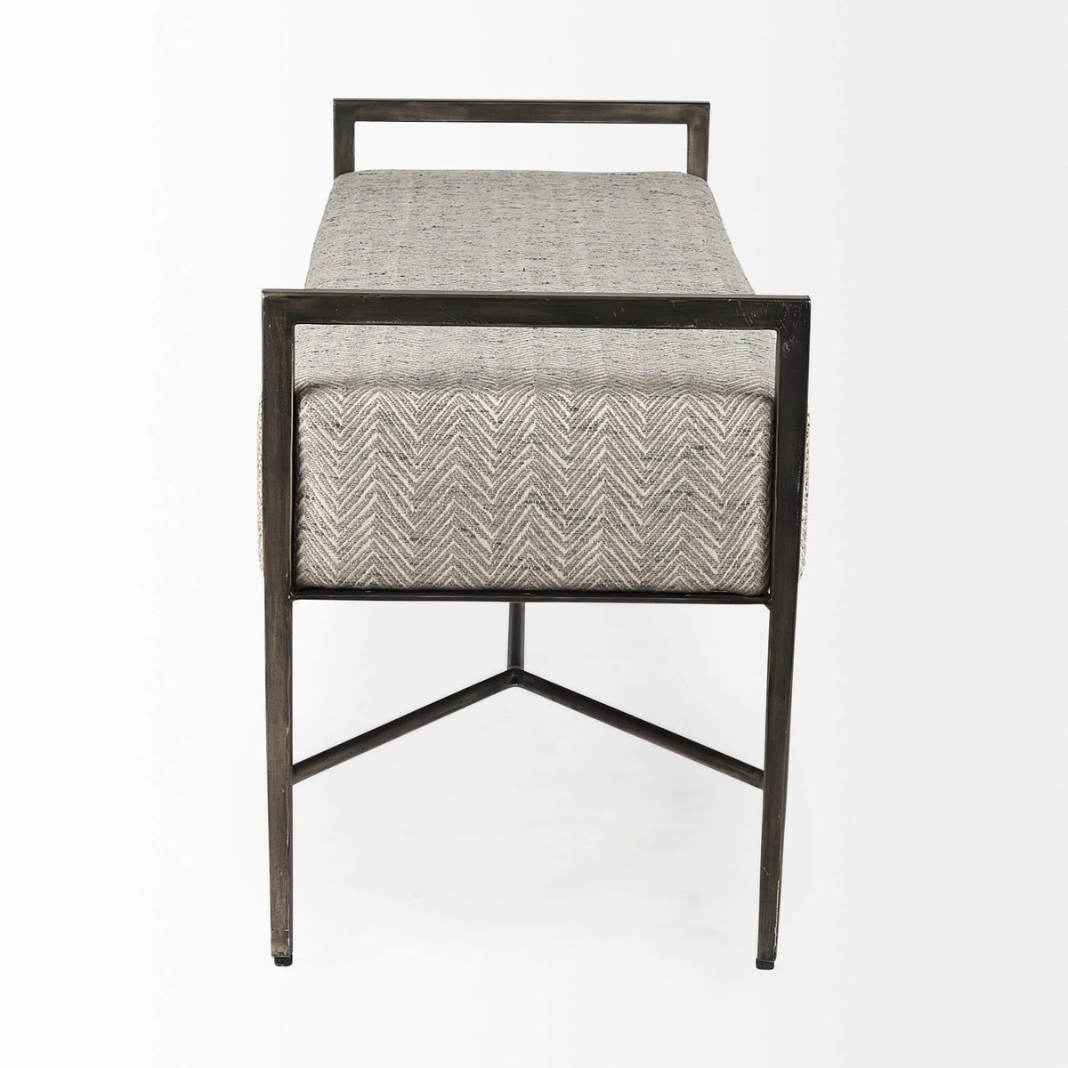 MERCANA CHARLOTTE GRAY HERRINGBONE FABRIC BENCH 69367