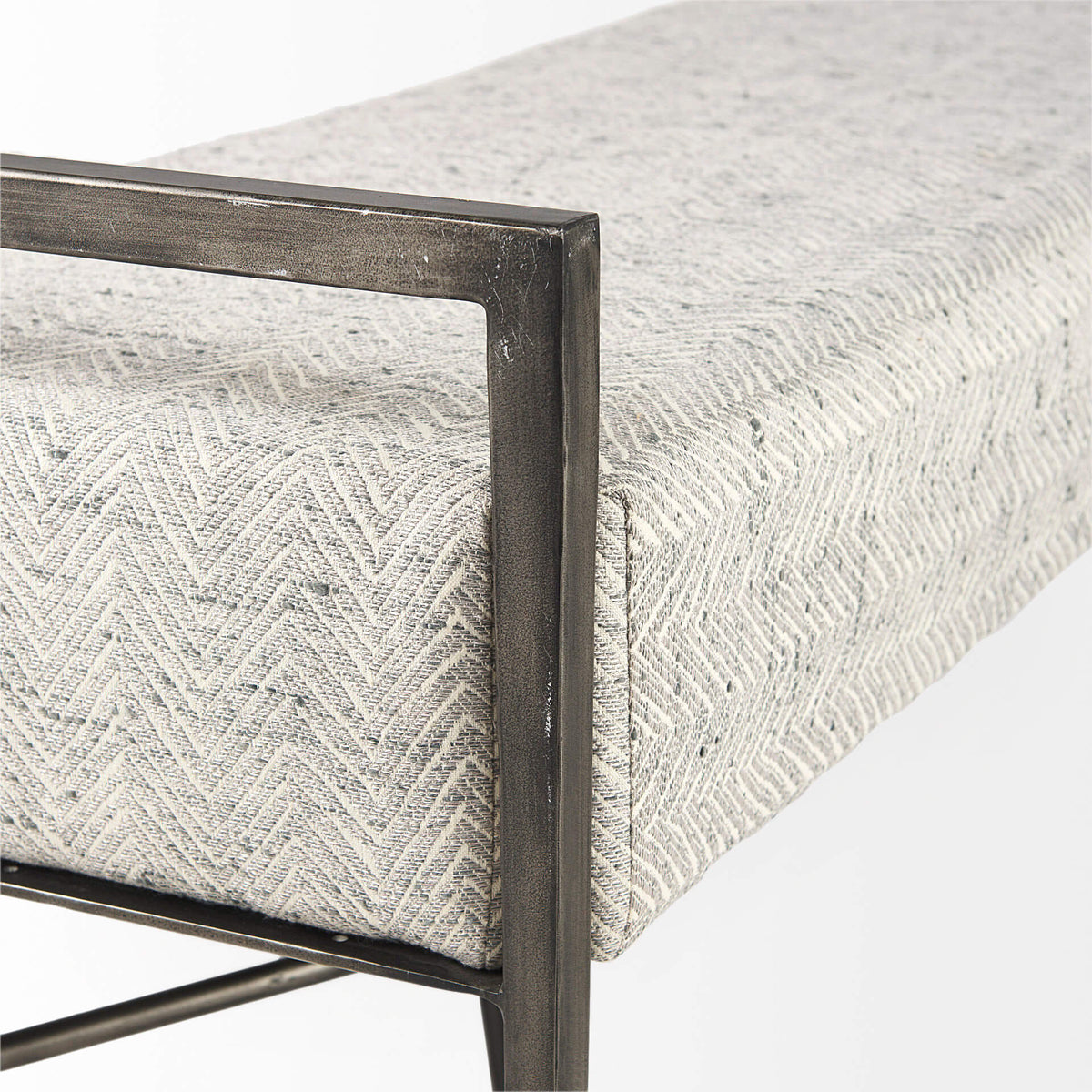 MERCANA CHARLOTTE GRAY HERRINGBONE FABRIC BENCH 69367