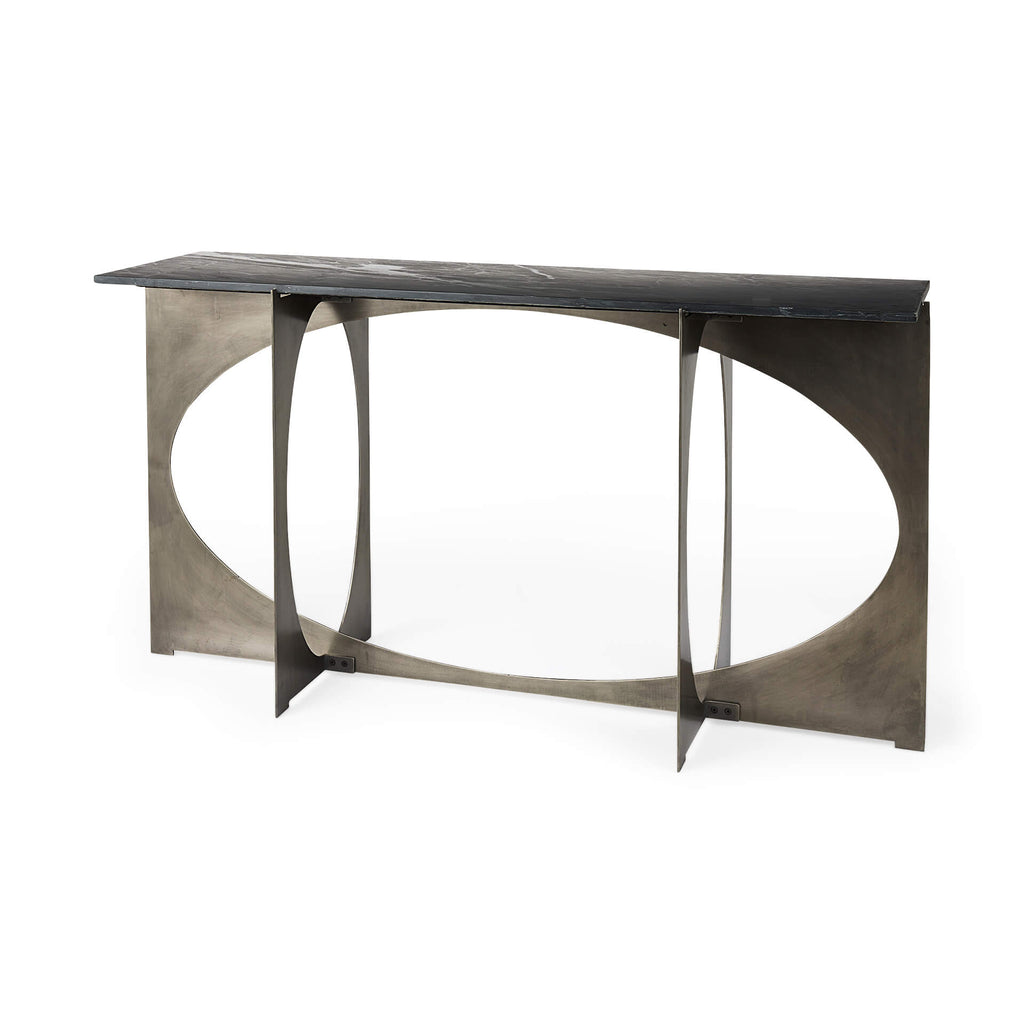 MERCANA REINHOLD BLACK MARBLE CONSOLE TABLE 69263-AB
