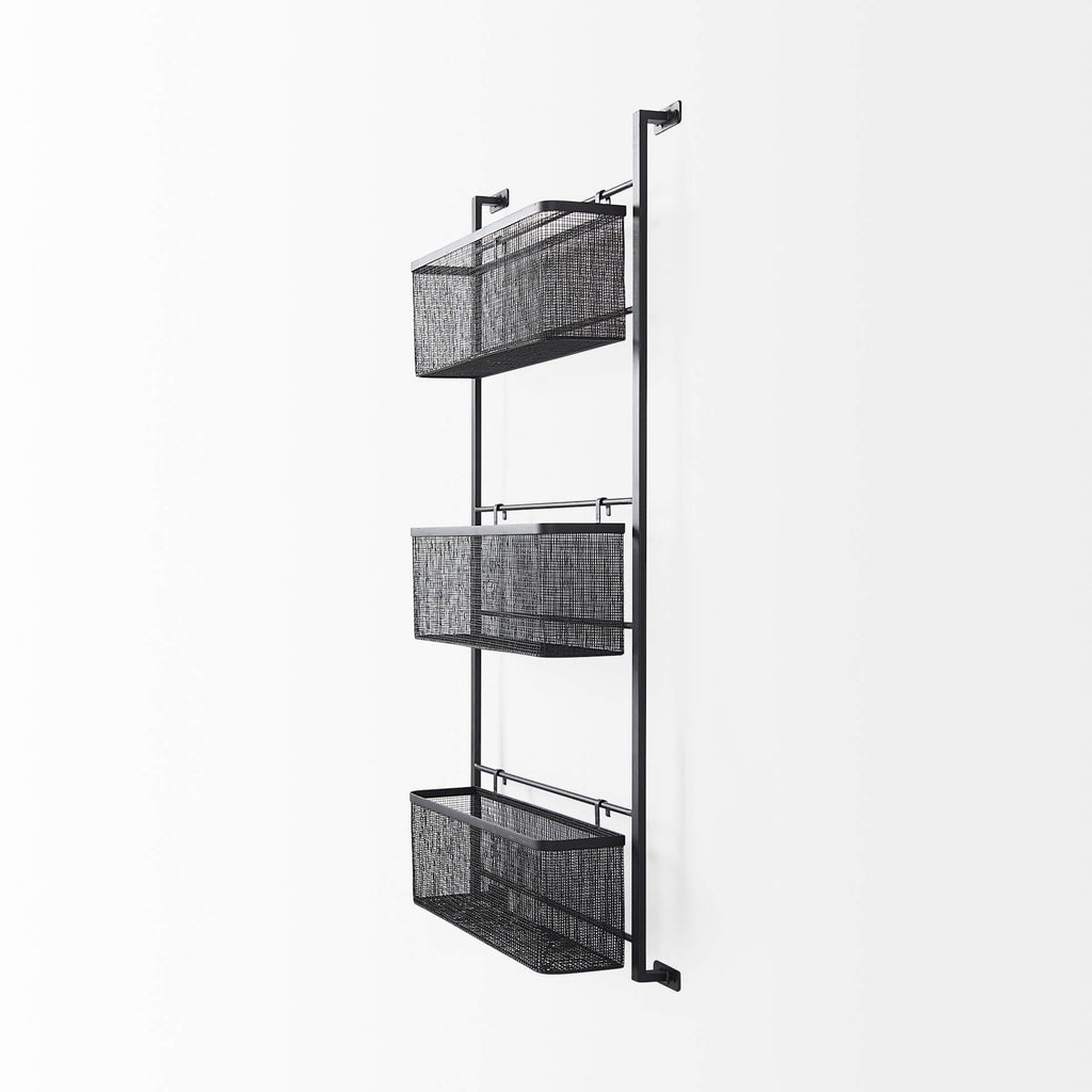 MERCANA MACRINUS BLACK METAL WALL MOUNTED SHELF 69489