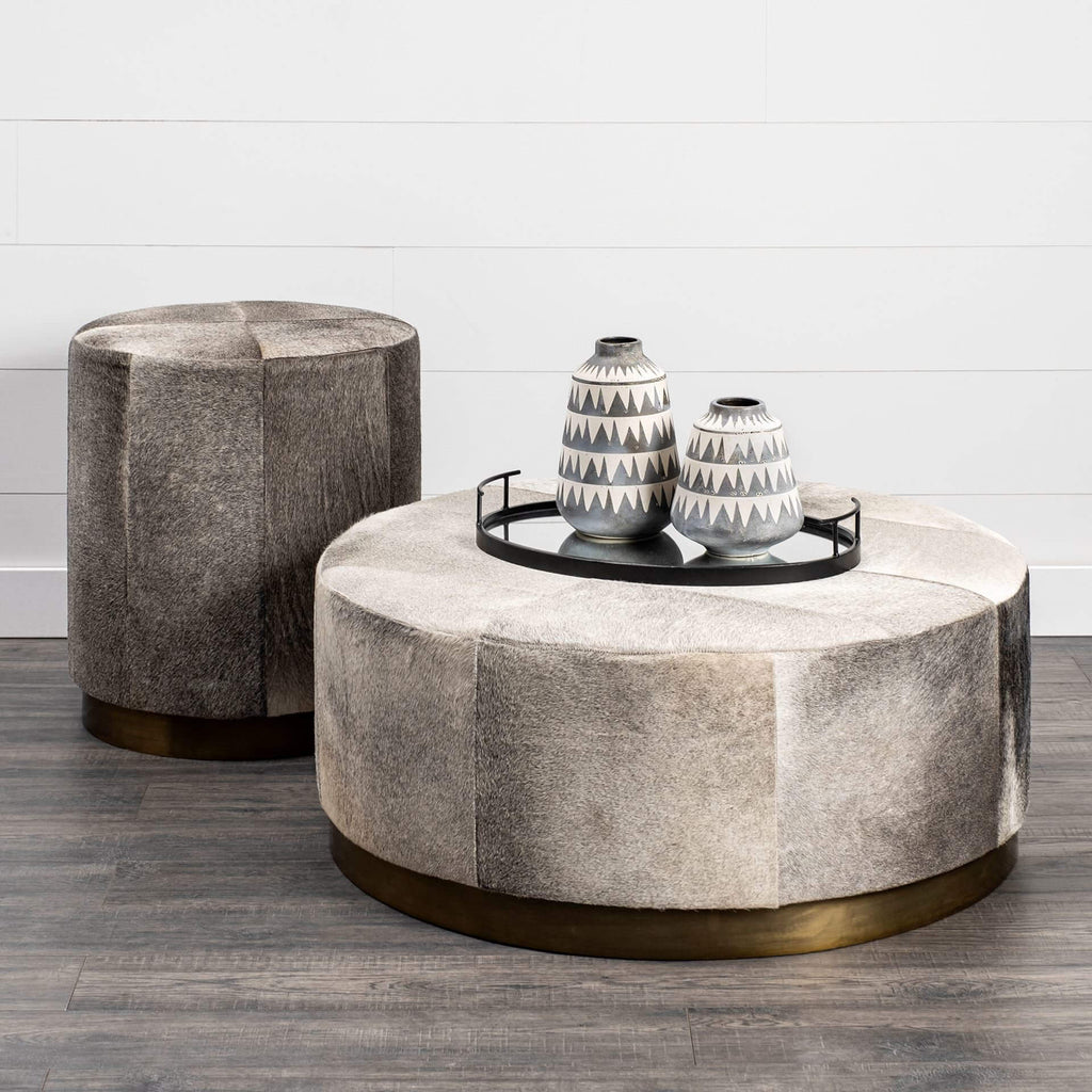 MERCANA ZAHAVI COWHIDE ROUND OTTOMAN 69056