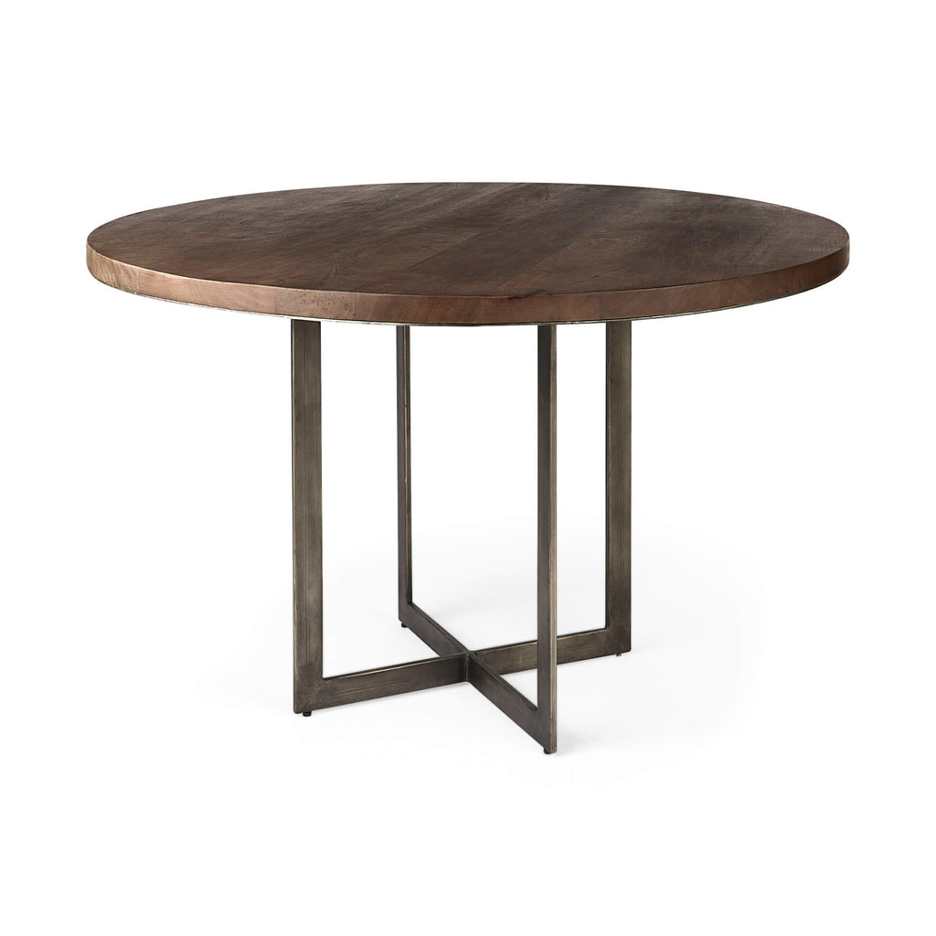 MERCANA FAYE ANTIQUE NICKEL ROUND DINING TABLE 69176-AB