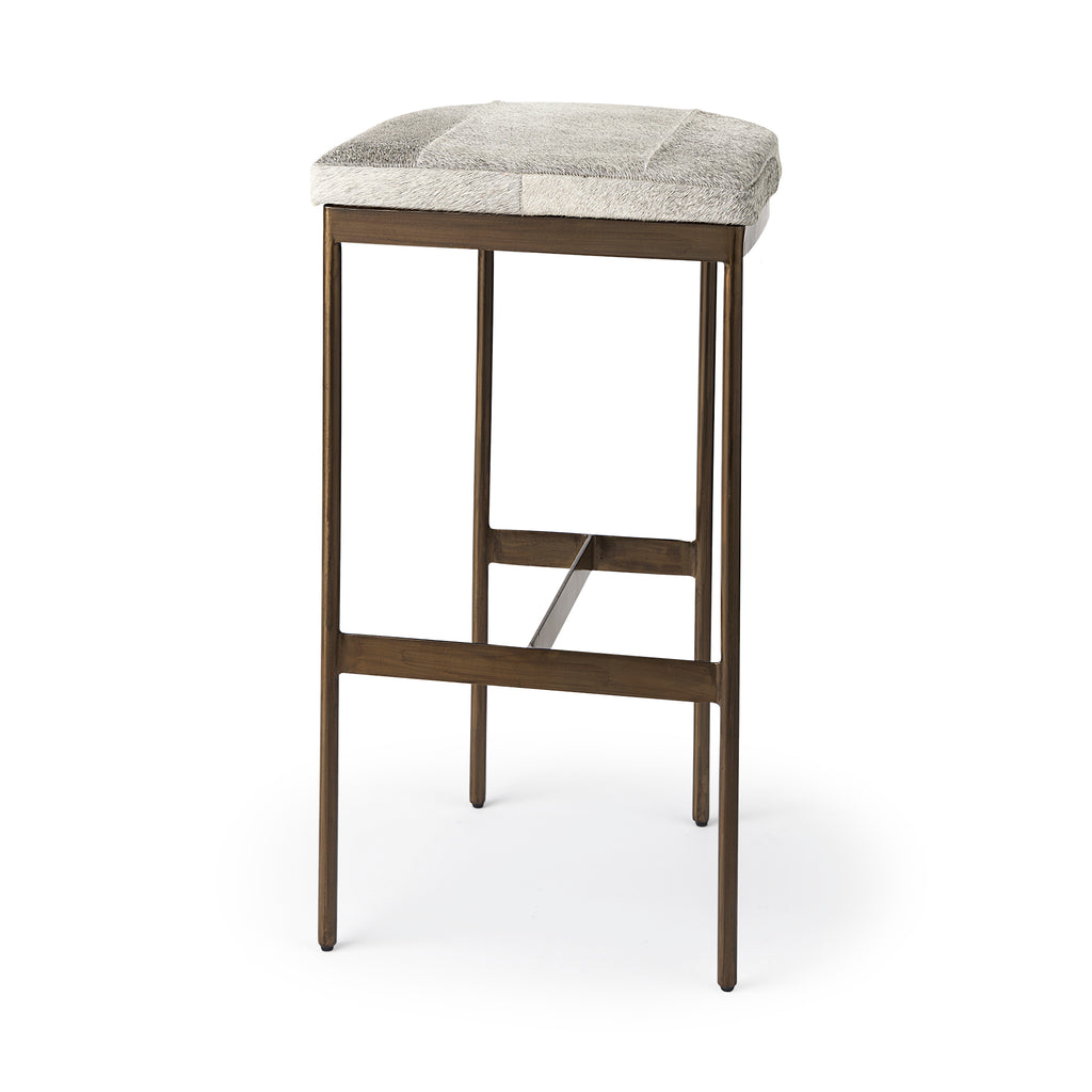 MERCANA MILLIE COWHIDE GOLD METAL BAR STOOL 69385