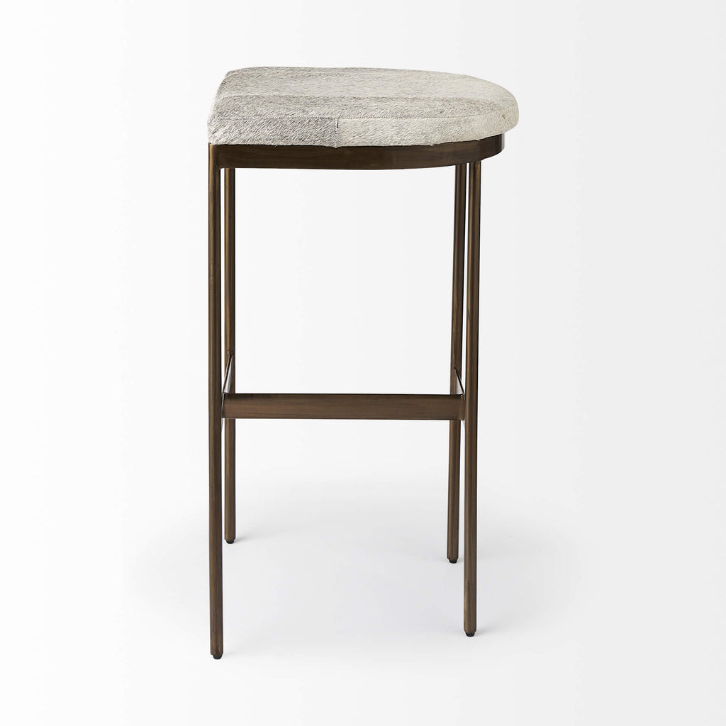 MERCANA MILLIE COWHIDE GOLD METAL BAR STOOL 69385