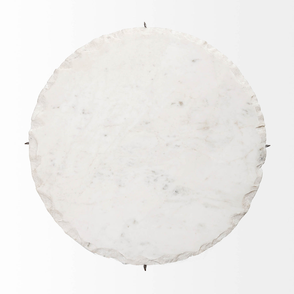 MERCANA REINHOLD LIVE-EDGE MARBLE TOP END TABLE 68233-AB