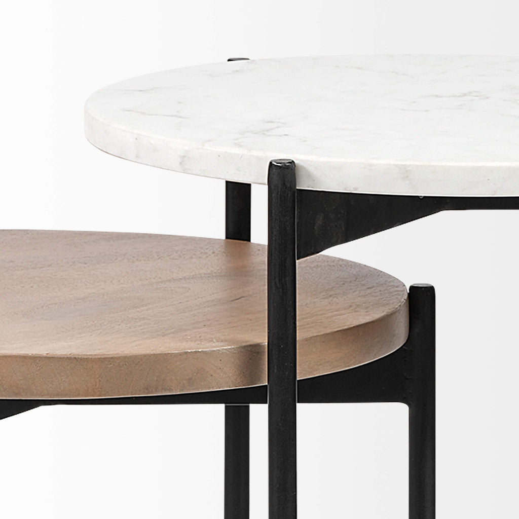 MERCANA LARKIN MARBLE AND BROWN NESTING TABLES 68490