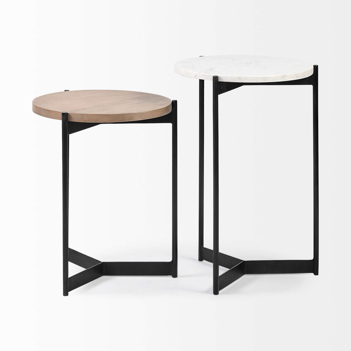 MERCANA LARKIN MARBLE AND BROWN NESTING TABLES 68490