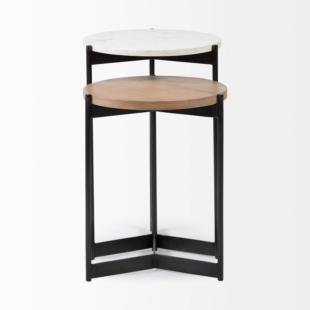 MERCANA LARKIN MARBLE AND BROWN NESTING TABLES 68490