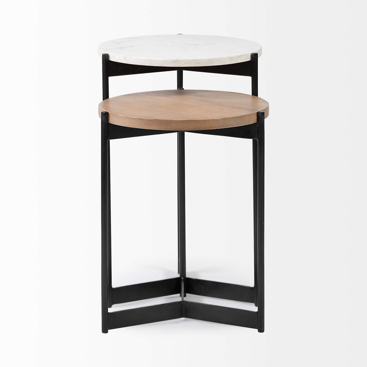 MERCANA LARKIN MARBLE AND BROWN NESTING TABLES 68490