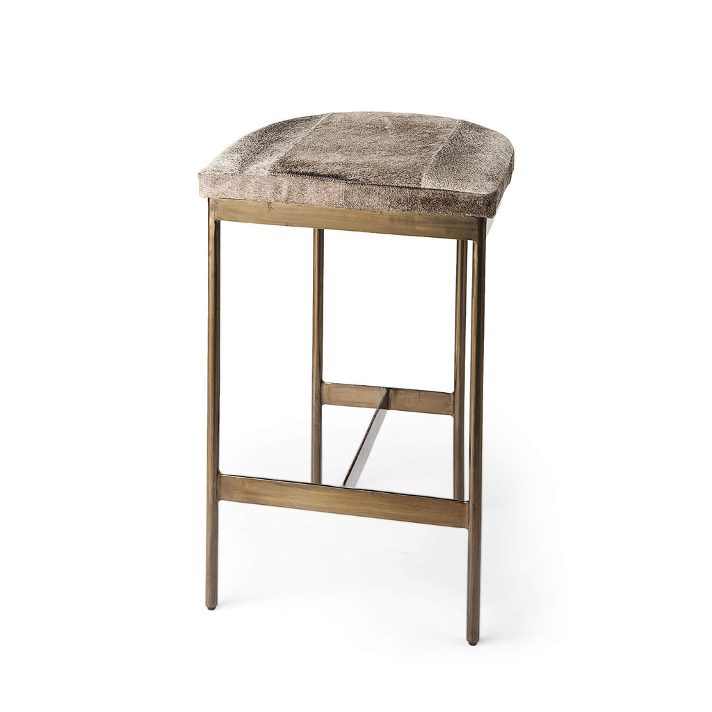 MERCANA MILLIE COWHIDE GOLD METAL COUNTER STOOL 69384